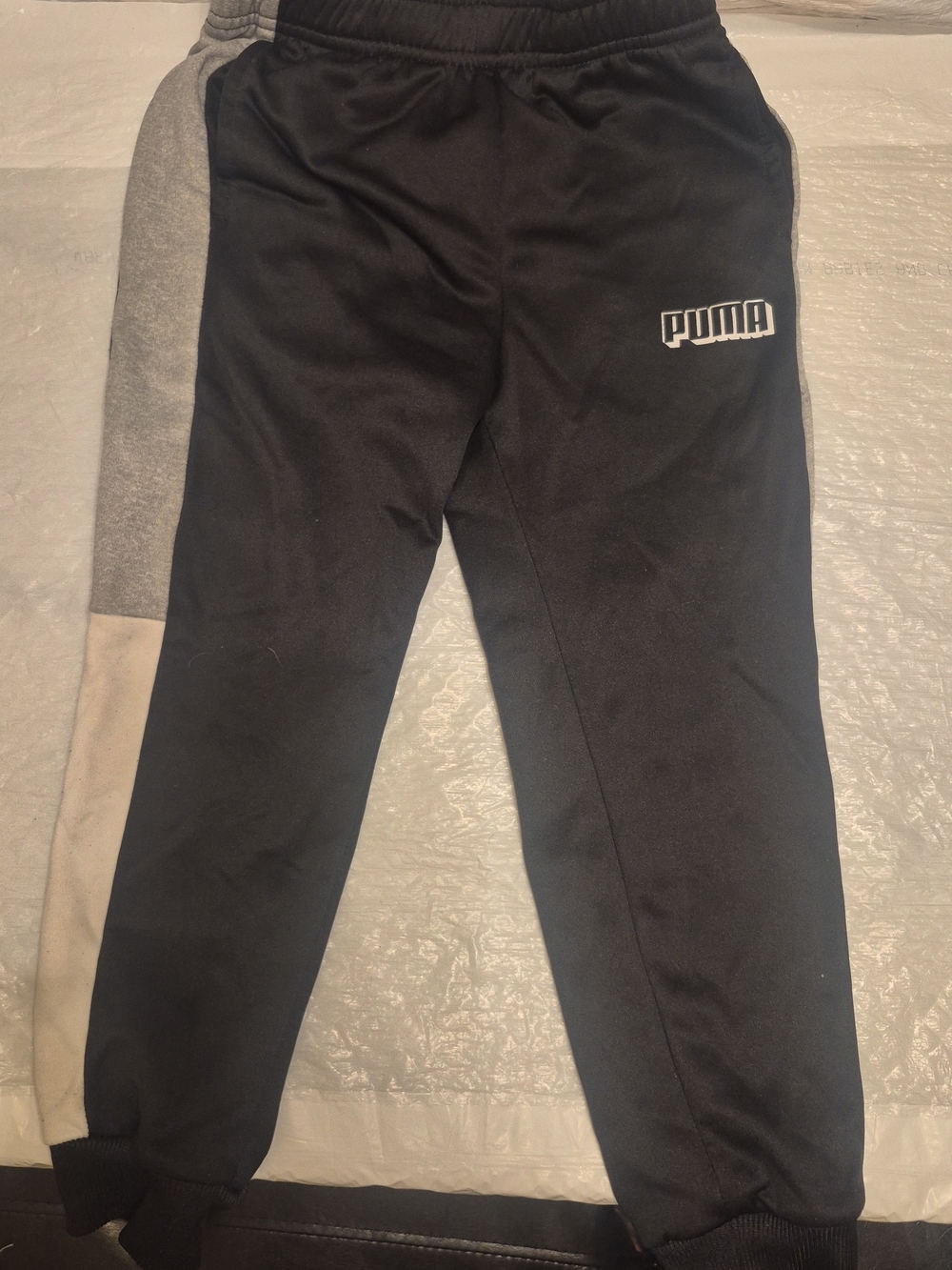 Puma Black & Gray Kids' Jogger Sweatpants with White Logo